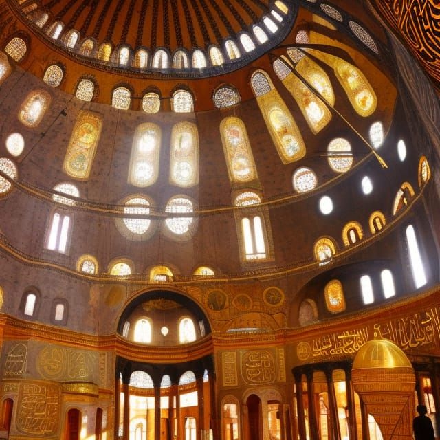 Warm Precisionist Painting of Hagia Sophia