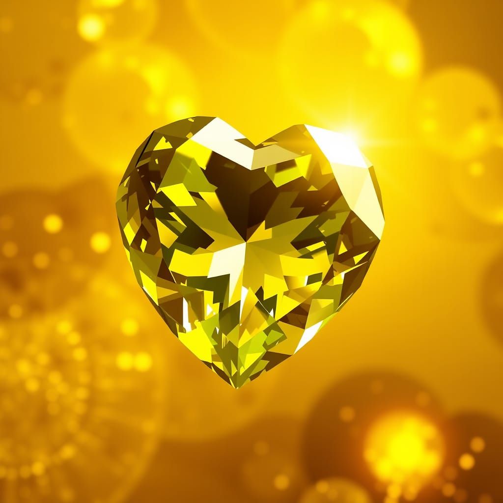 Vibrant Peridot Crystal Heart Shines with Golden Light