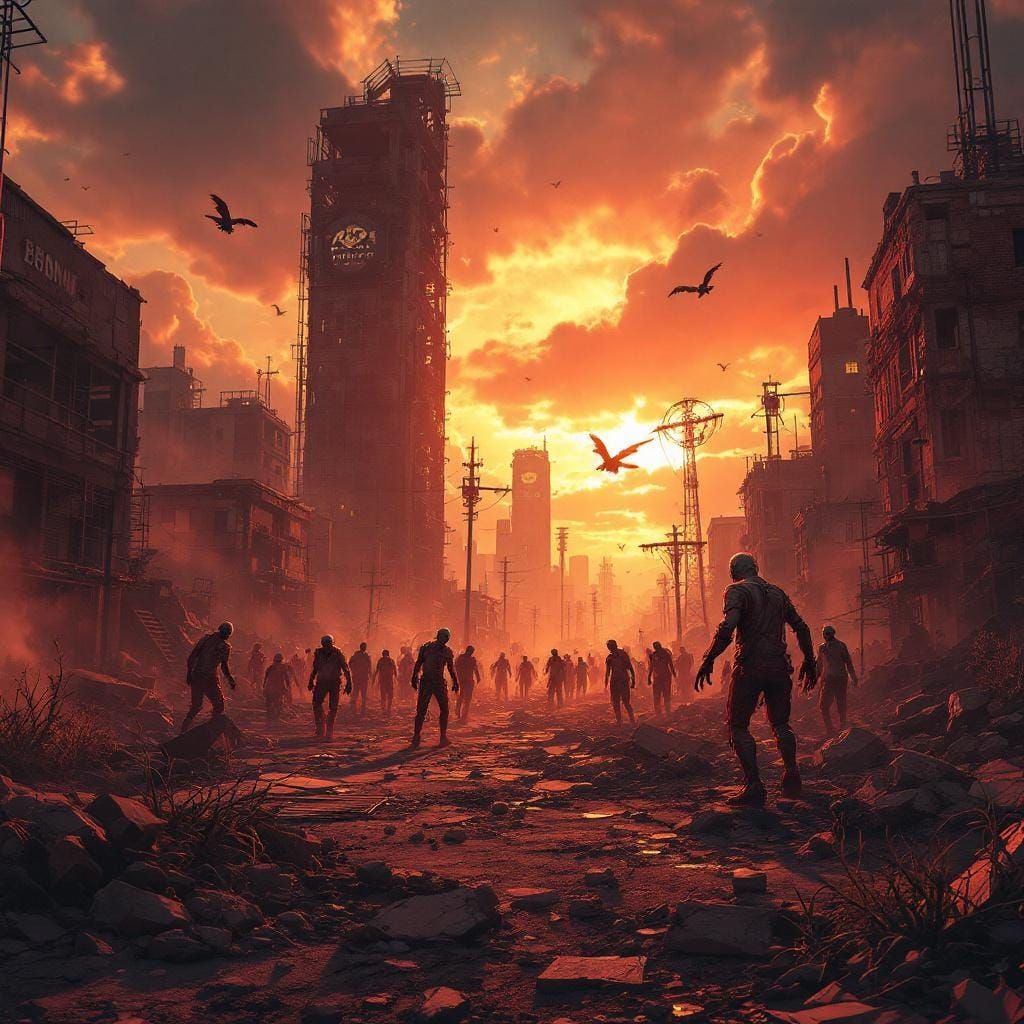 Anime Zombie Apocalypse in Desolate City