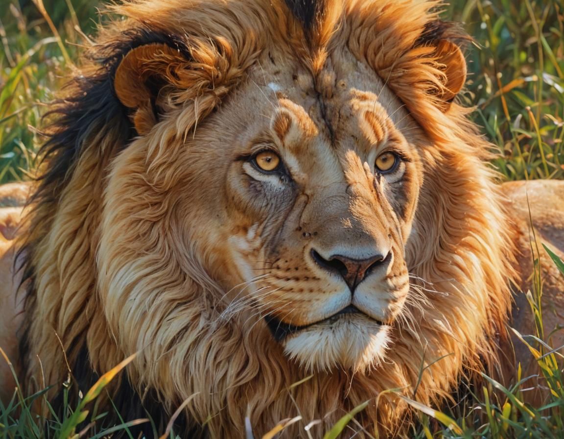 Majestic Lion in Golden Savannah Masterpiece