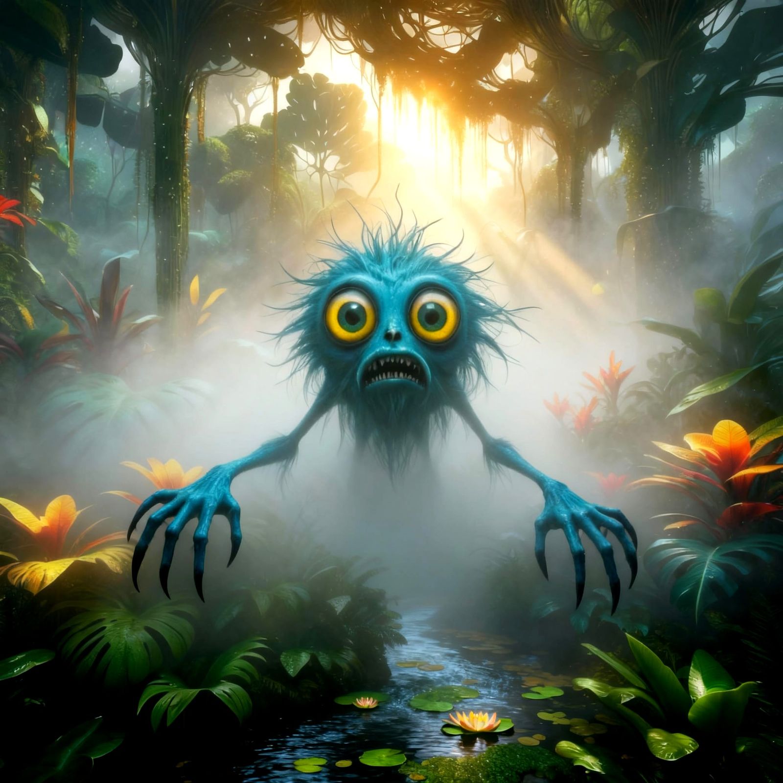 Mysterious Creature Emerges From Foggy Jungle