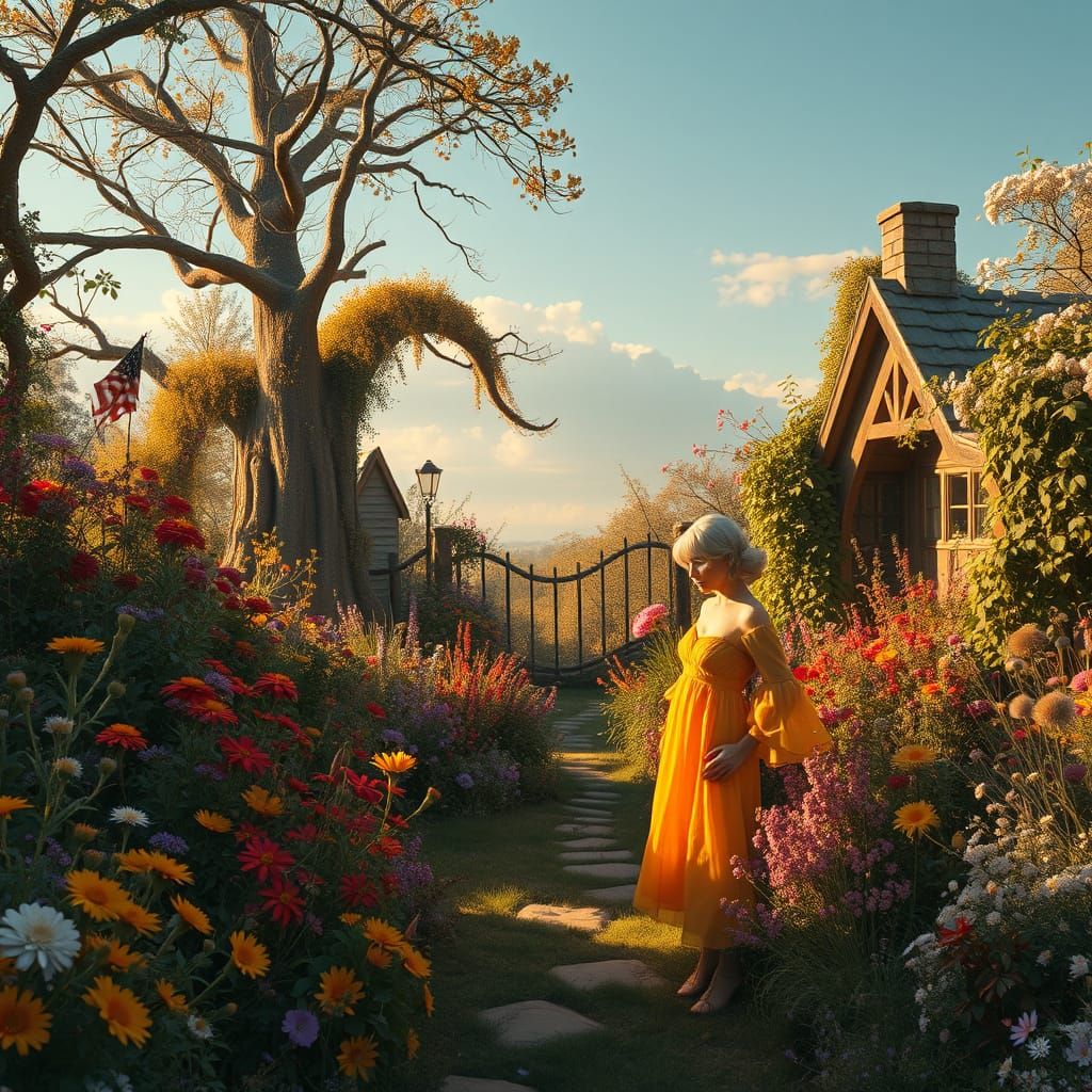 Enchanting Garden in Impressionist Digital Painting Style