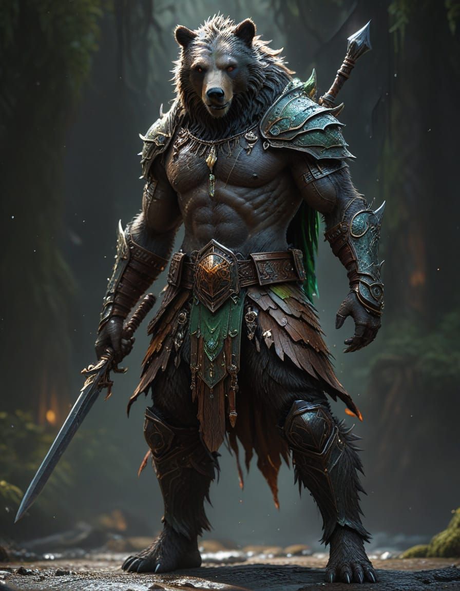 Elven Grizzly Creature in Canada: Matte Painting