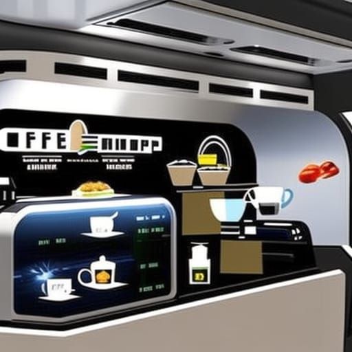 Intergalactic Café in Space Station Atmosphere