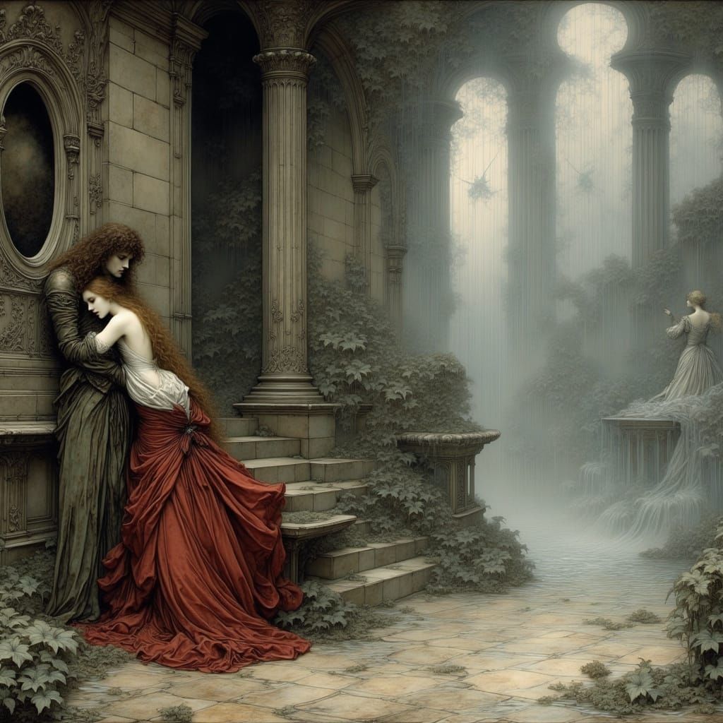 Musketeer Athos Embraces Milady During Summer Storm