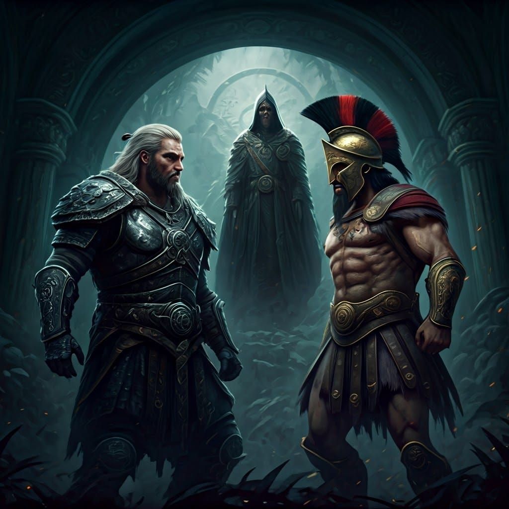 Epic Confrontation of Dragonborn and Leonidas in a Realm of ...