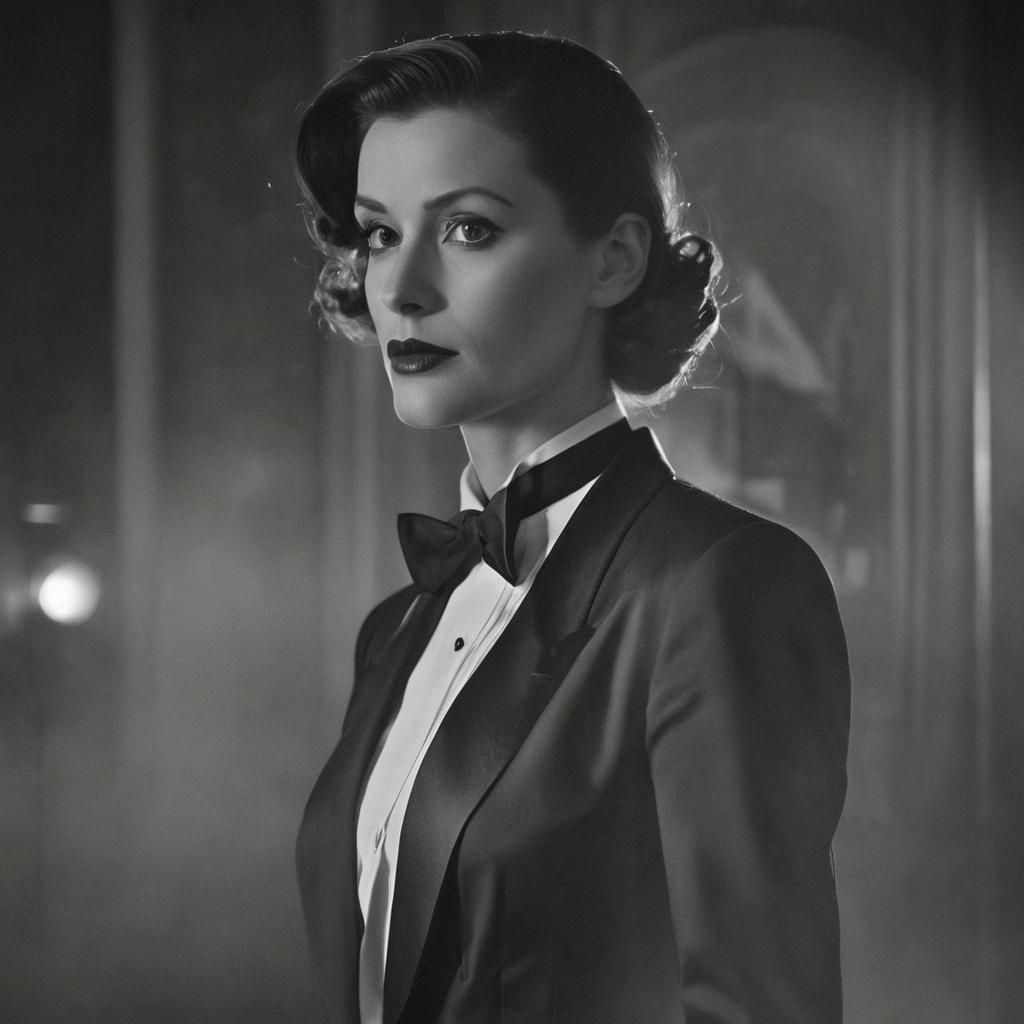 Woman wearing a tuxedo