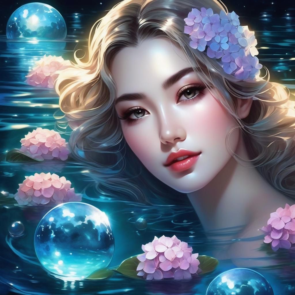 Luminous Zodiac Portrait in Moonlit Splendor