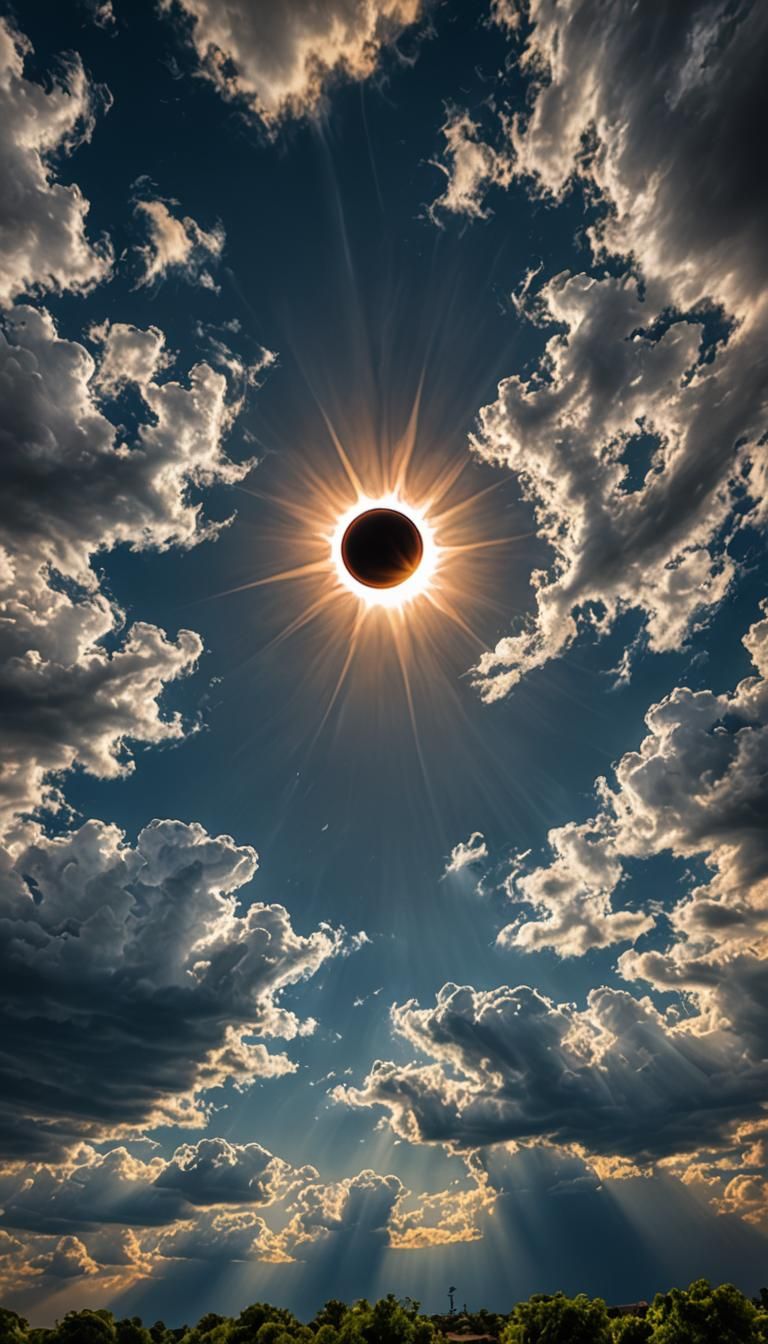 Surreal Solar Eclipse Sky with Hyperrealistic Details