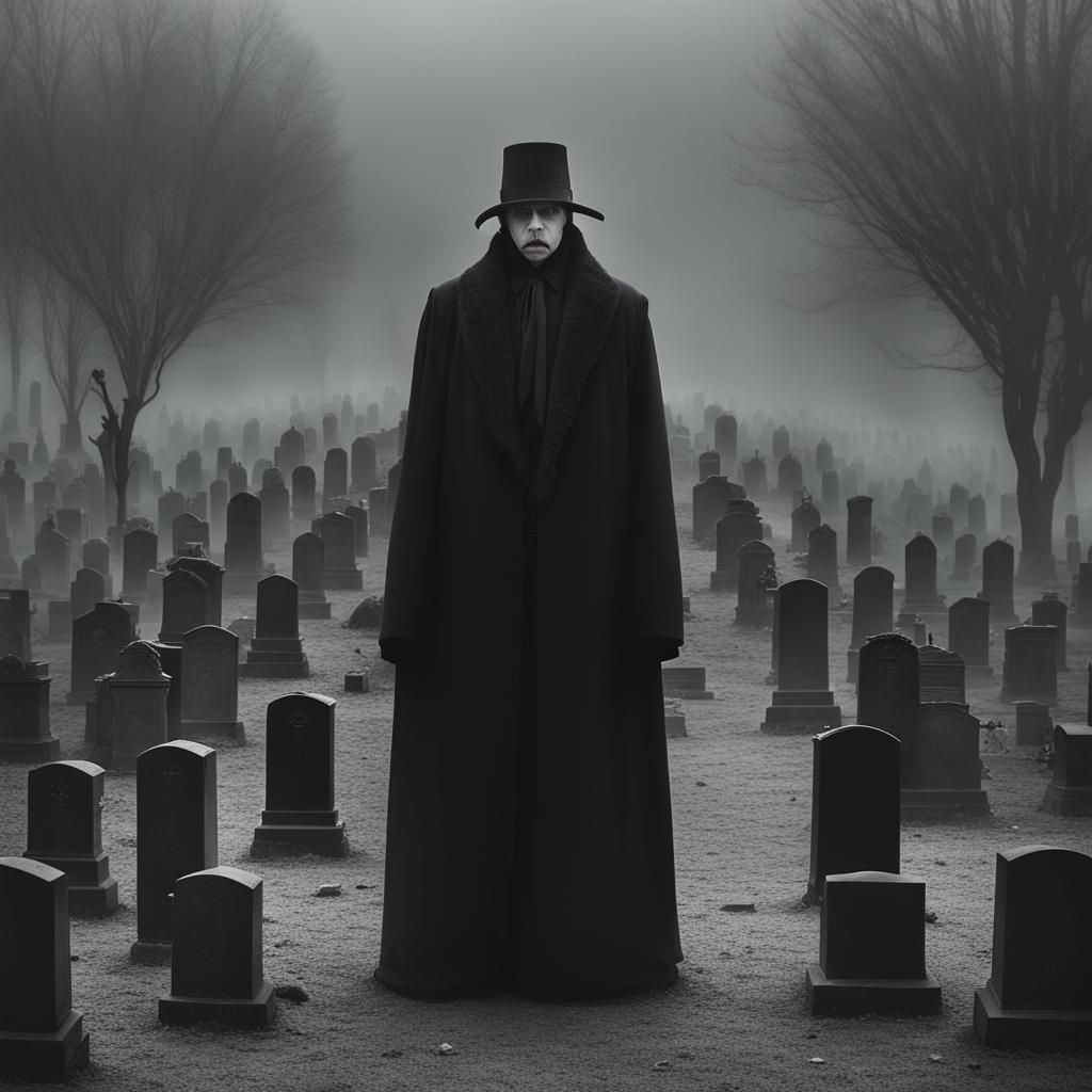 Mourners Gather in a Haunting Cemetery Scene