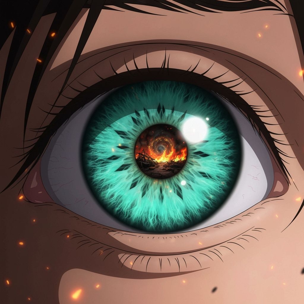 Child's Eye Reflects Chaotic World in Anime Style
