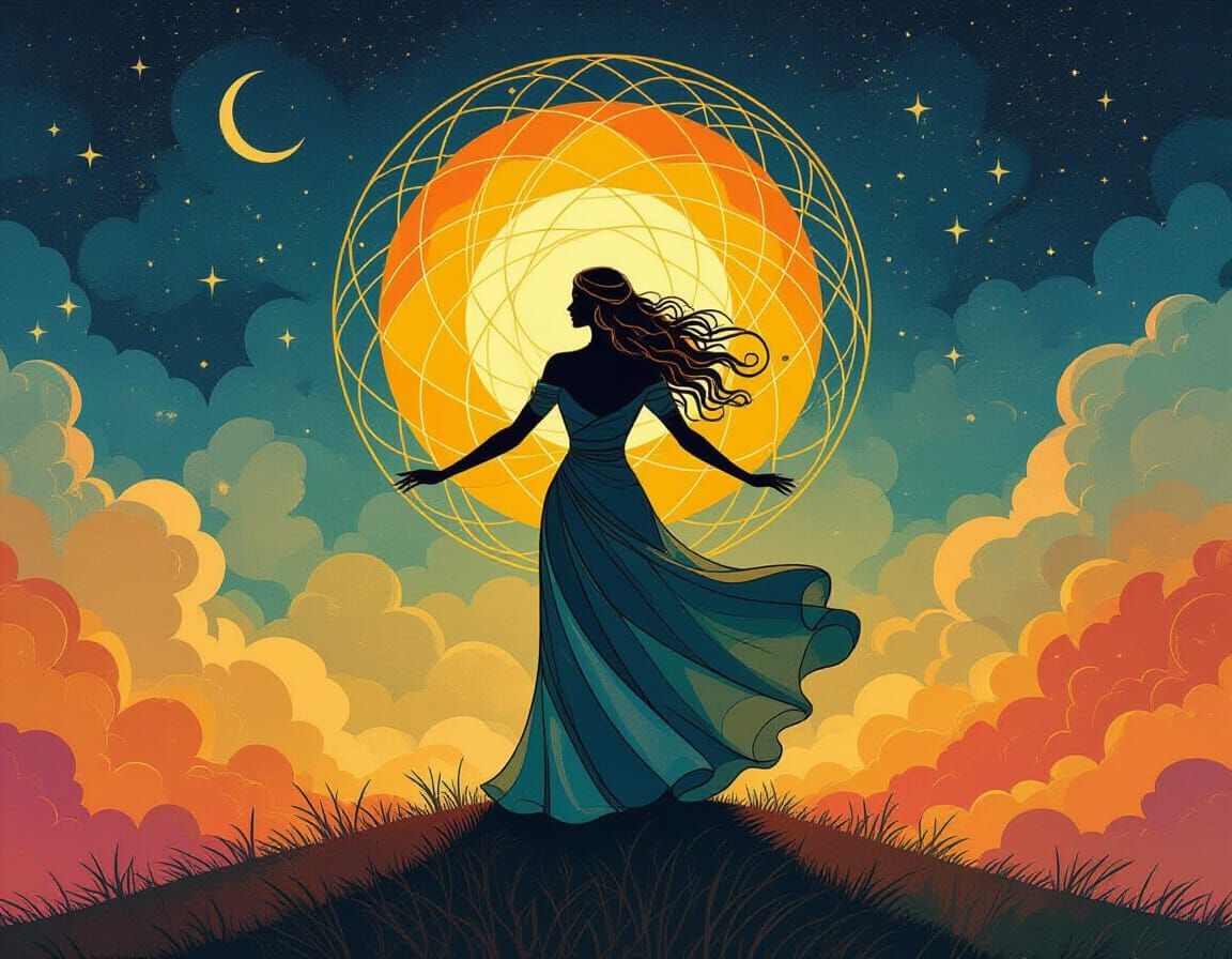 Ethereal Autumn Equinox Spirograph in Fantasycore Style