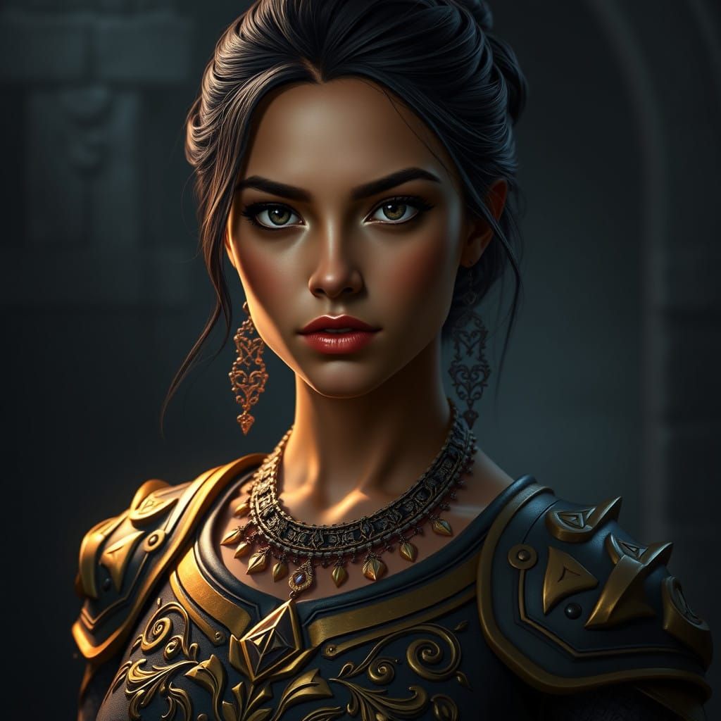 Exotic Warrior Goddess in Golden Armour