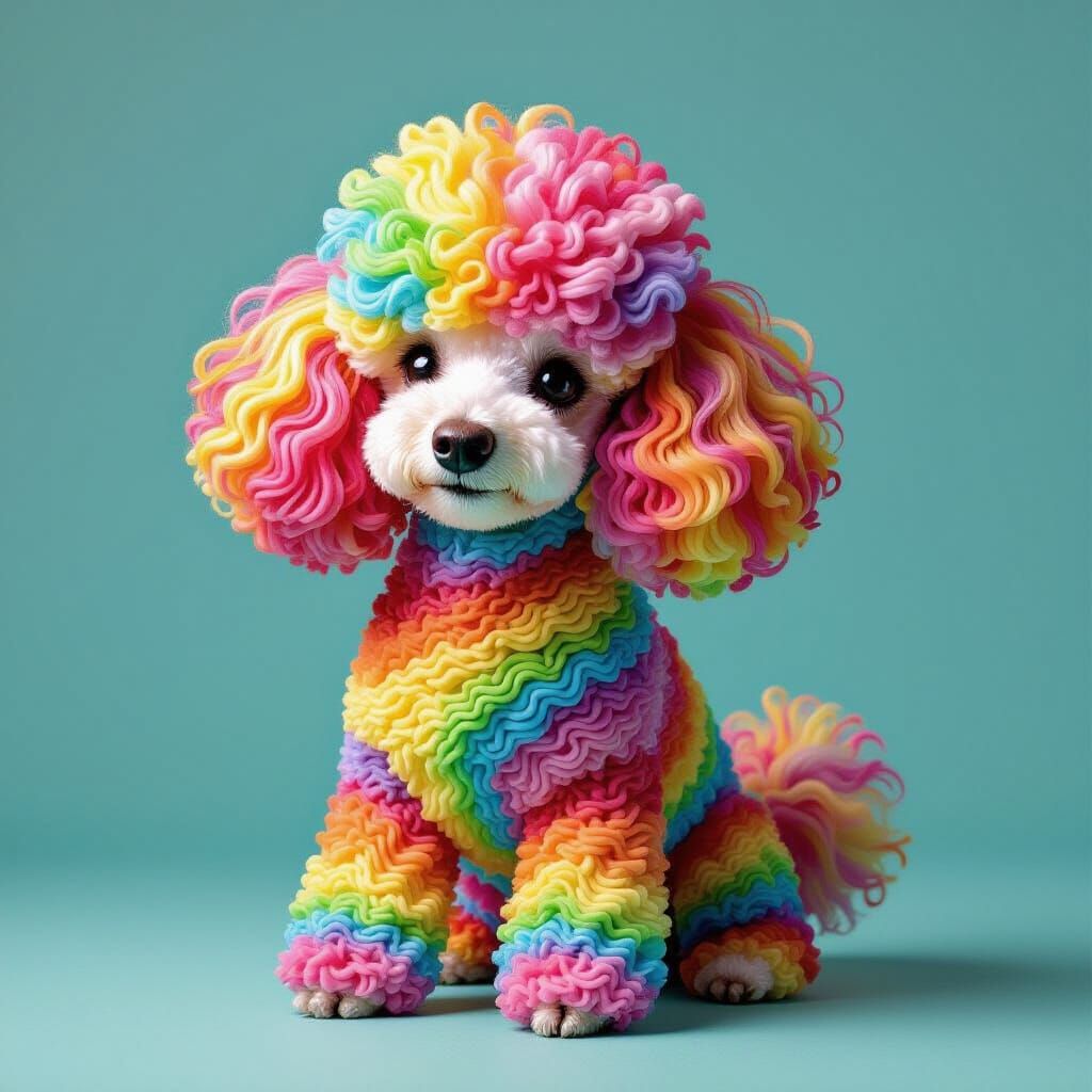 Rainbow Noodle Poodle in Playful Pop Art Style