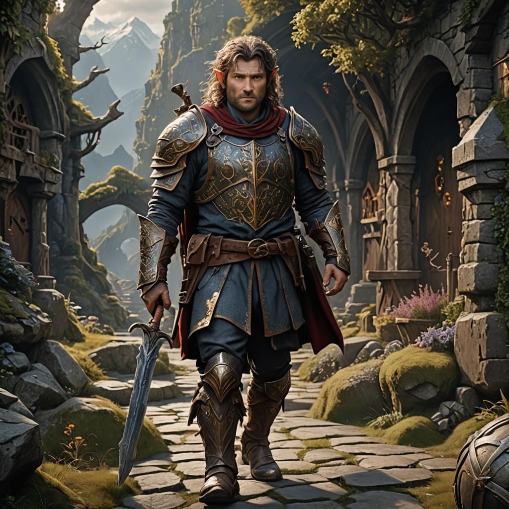 Male Hobbit Warrior in Ancient Armor