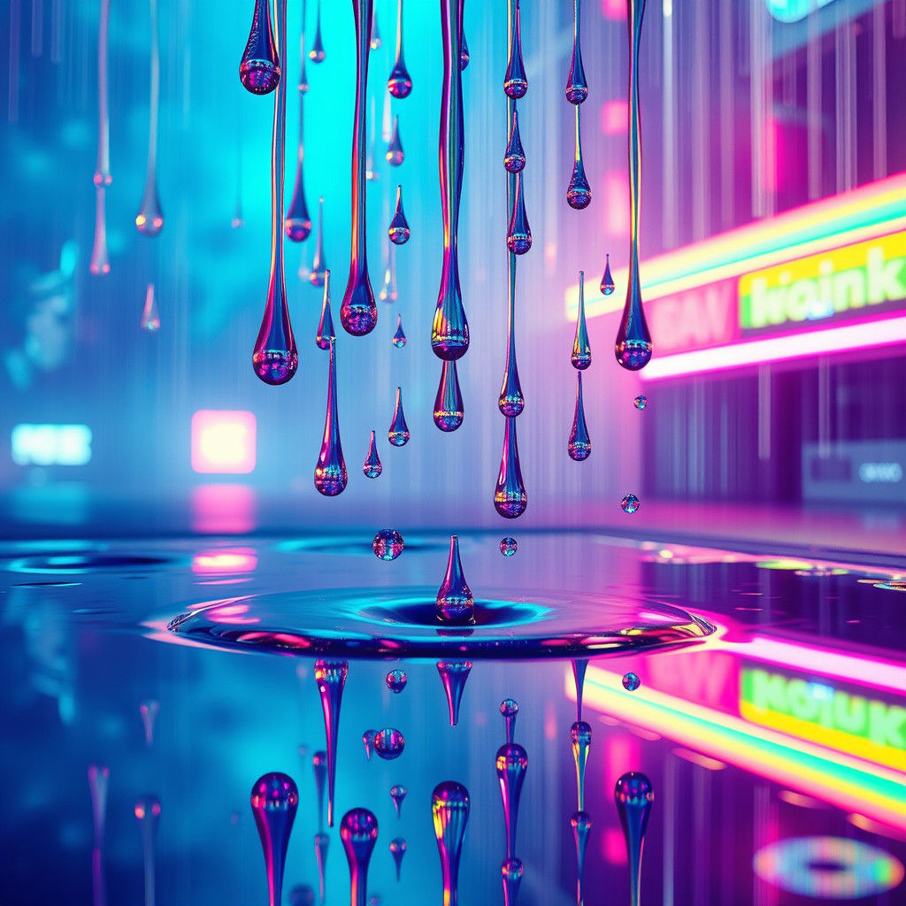 Surreal Paint Cloud Descends Upon Retro-Futuristic Puddle in...