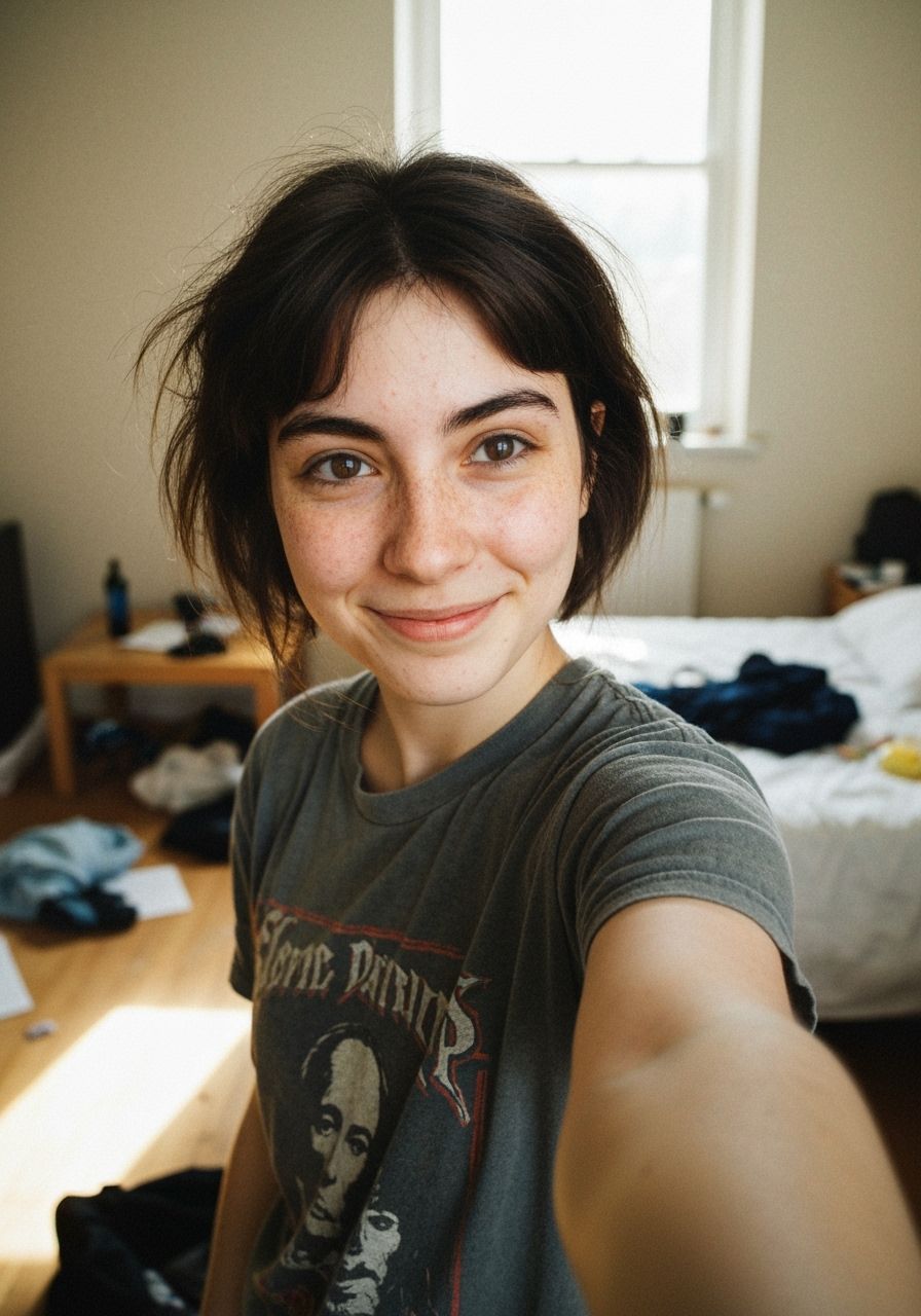 Casual Selfie of a Young Woman with Natural Light