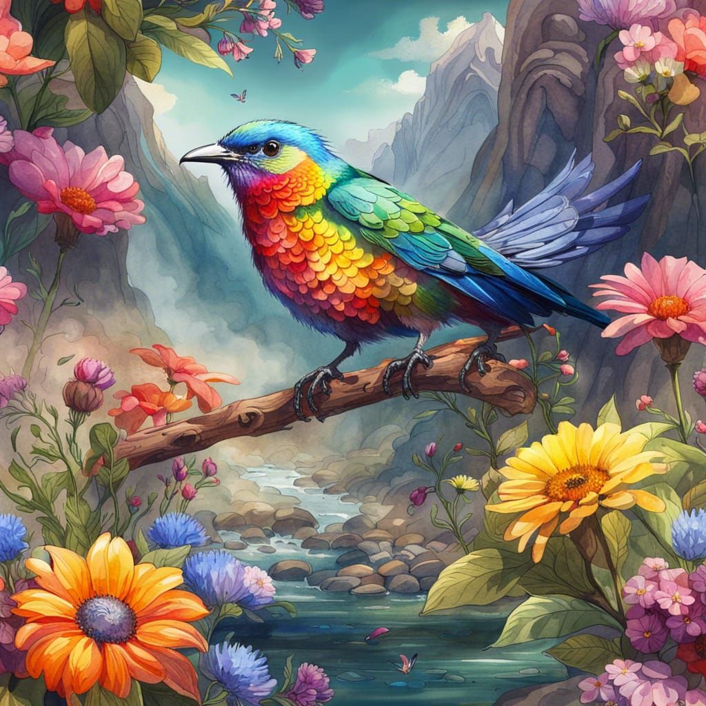 Dreamlike Watercolor Fantasy in Morning Light