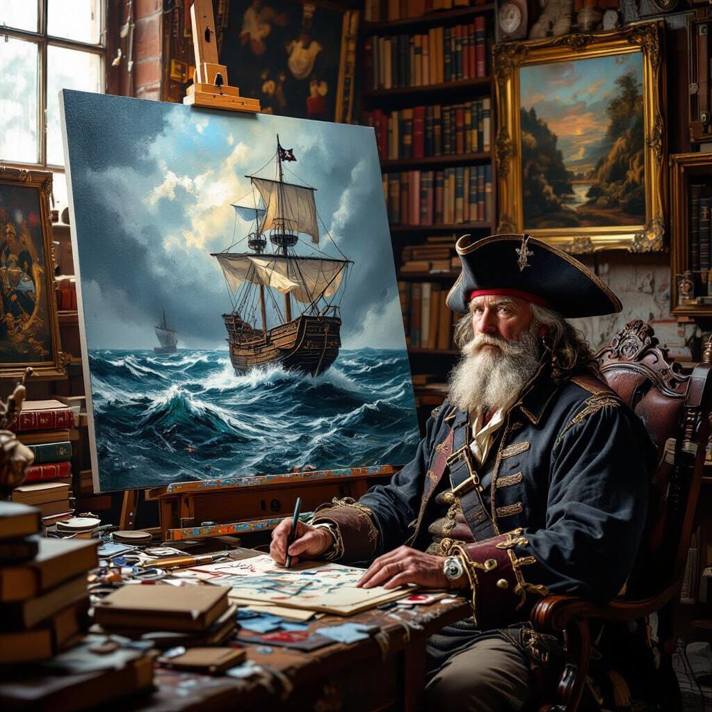 Pirate Captain's Moody Home Studio: Chiaroscuro Painting