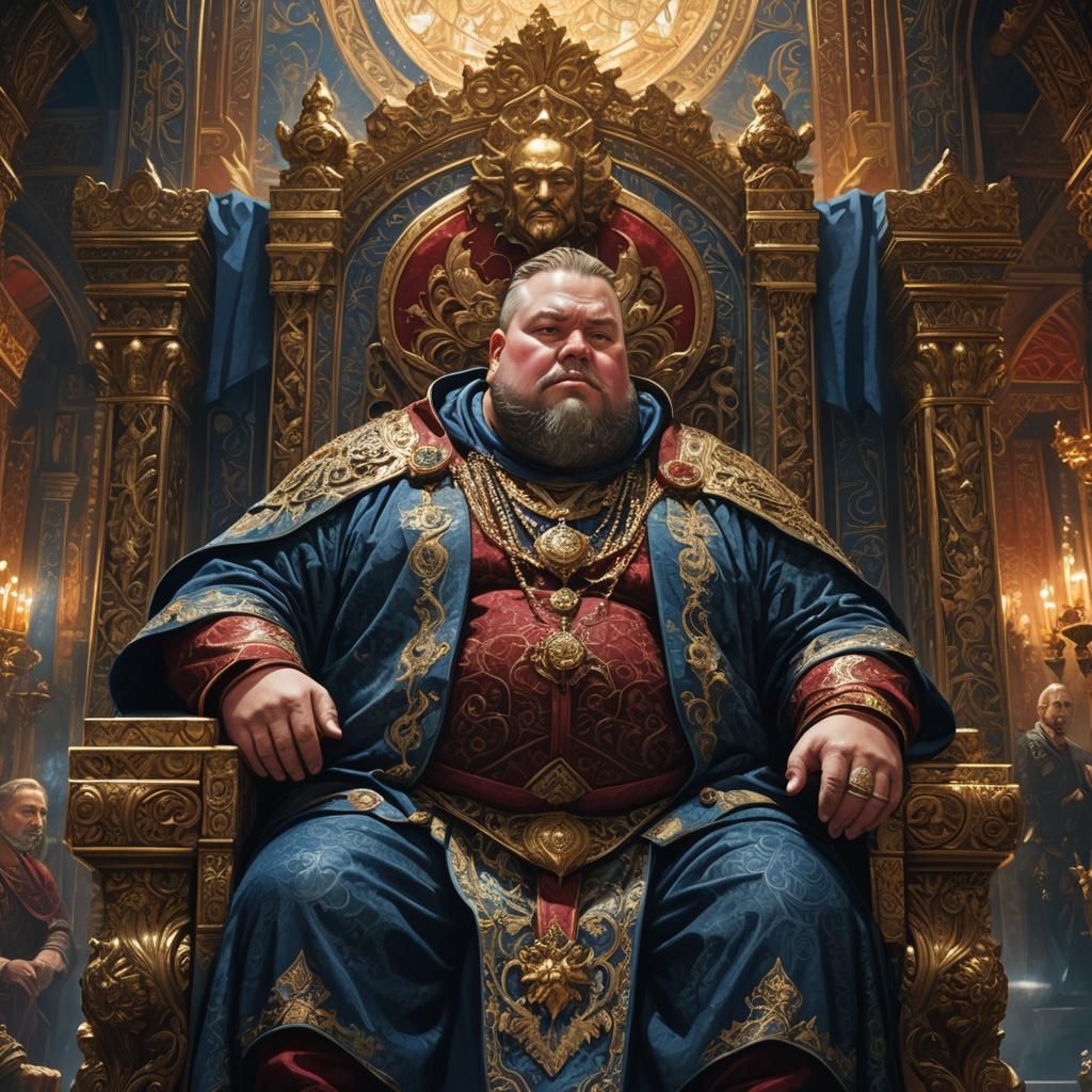 Fantasy Art: Overweight Man on Mystical Throne