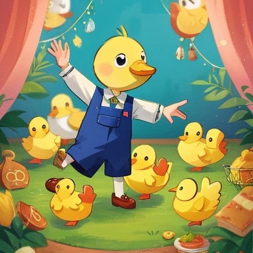A Cheerful Dancing Duck Illustration