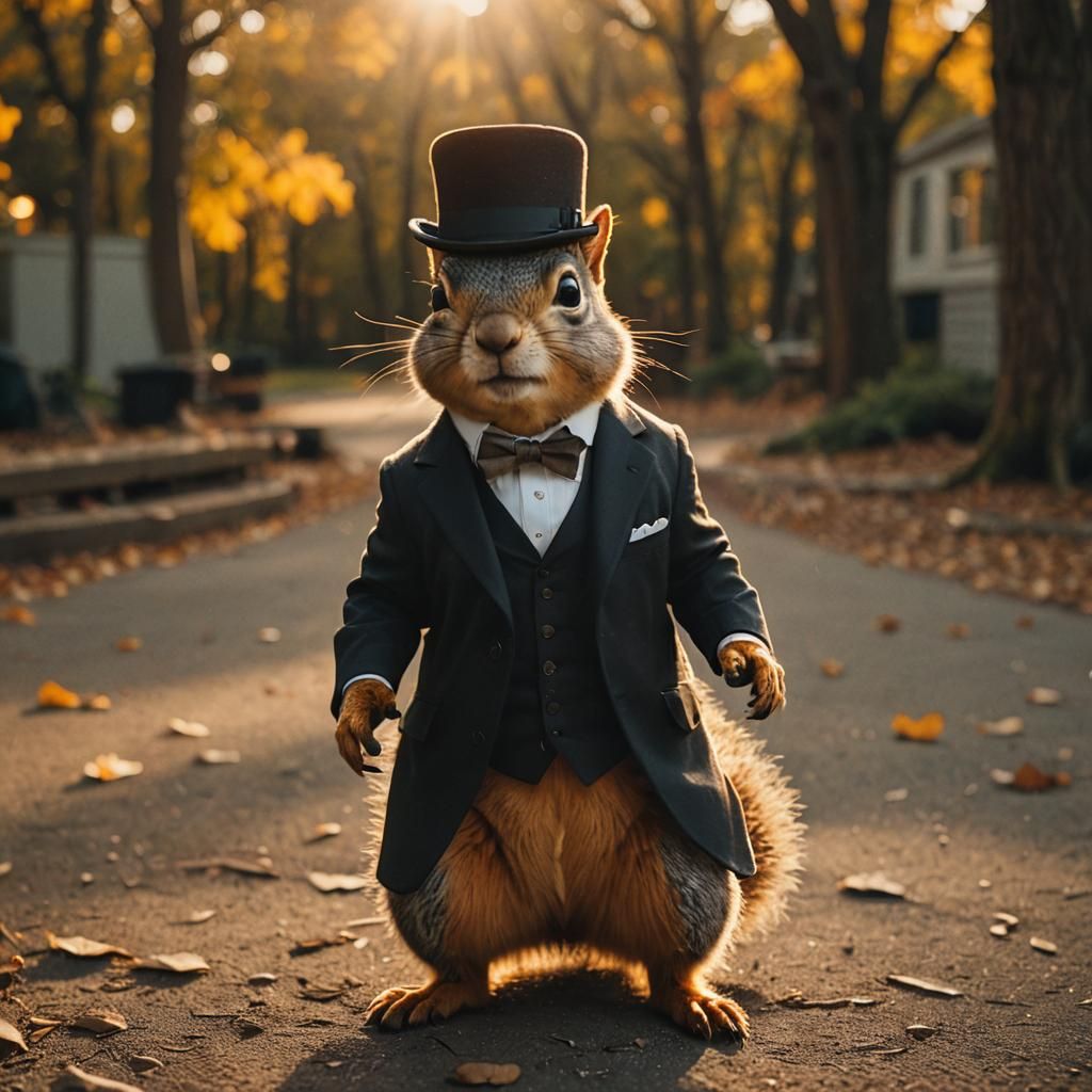 Elegant Squirrel in Cinematic Suit