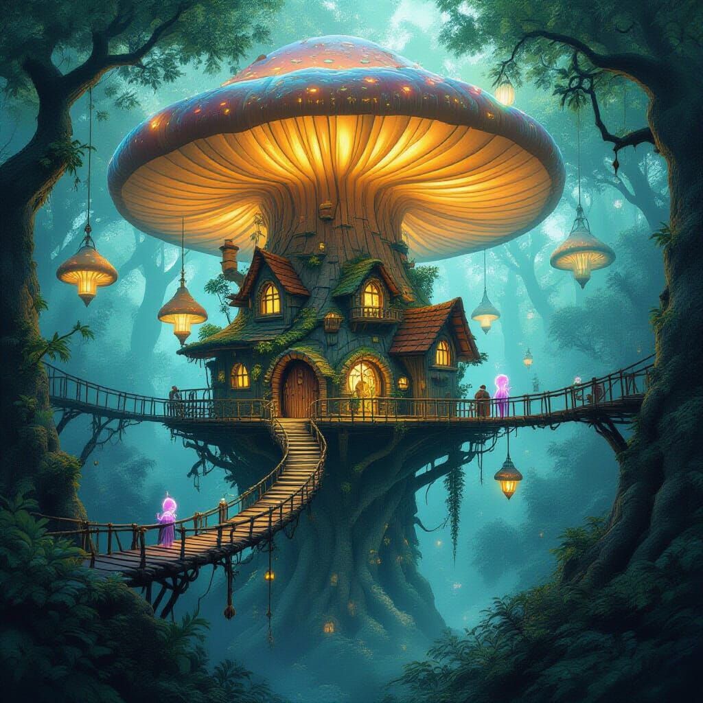 Enchanted Mushroom Forest Treehouse City