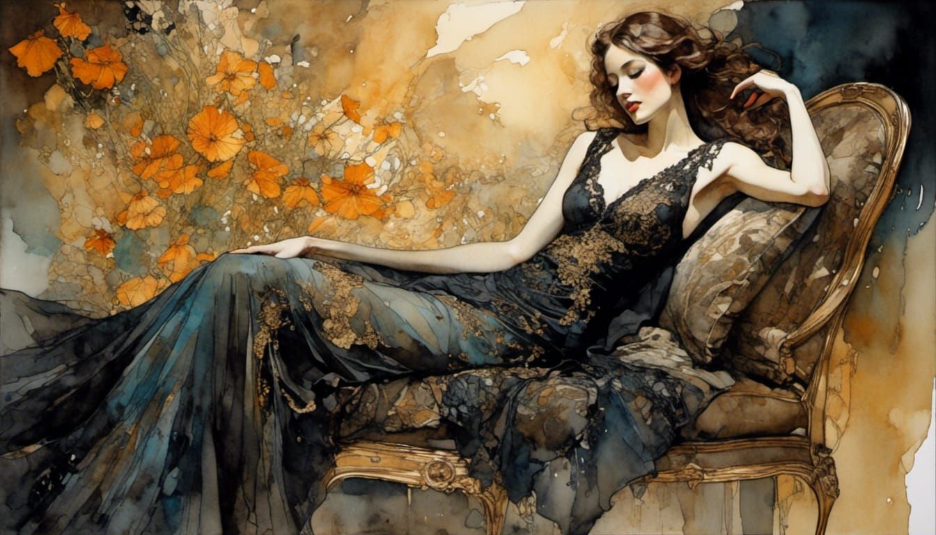 Woman in Gown by Candlelight: Old Masters Style