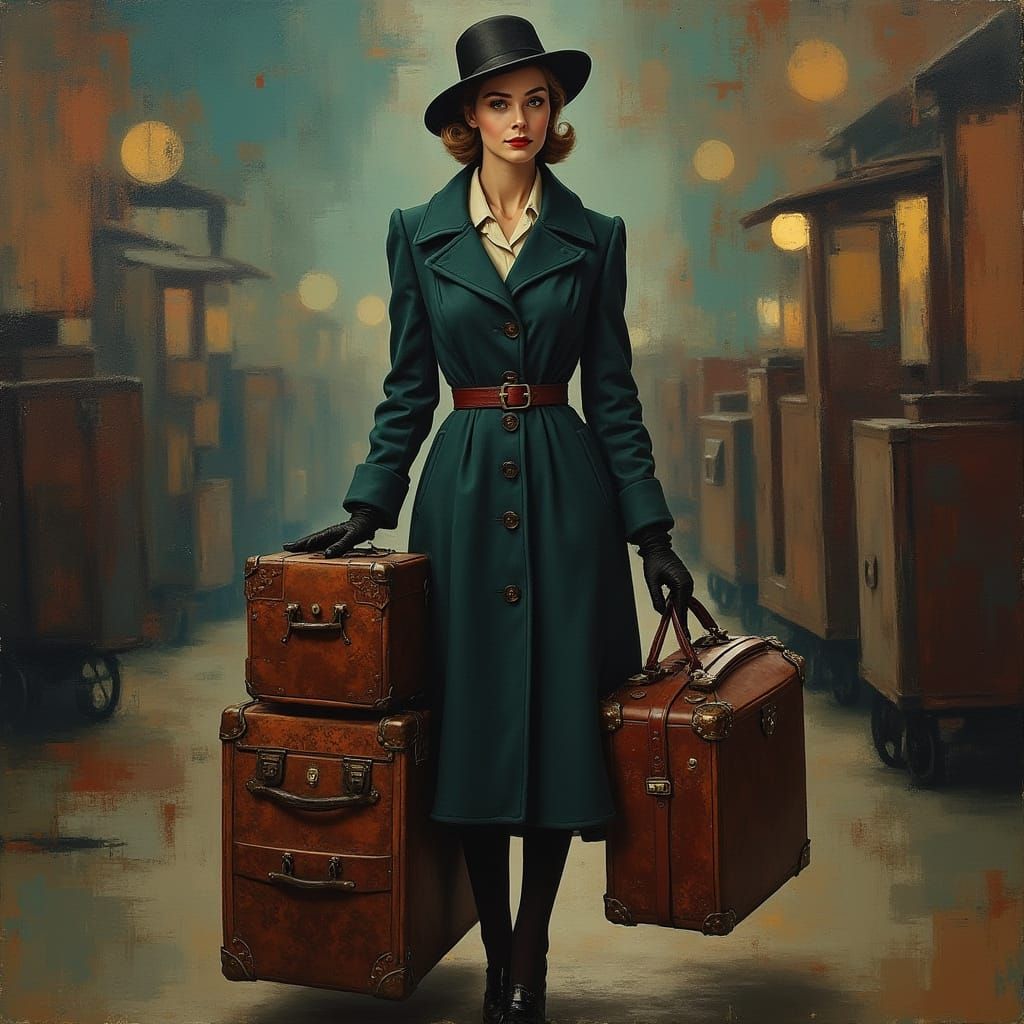Refined Lady in Nostalgic Railway Setting