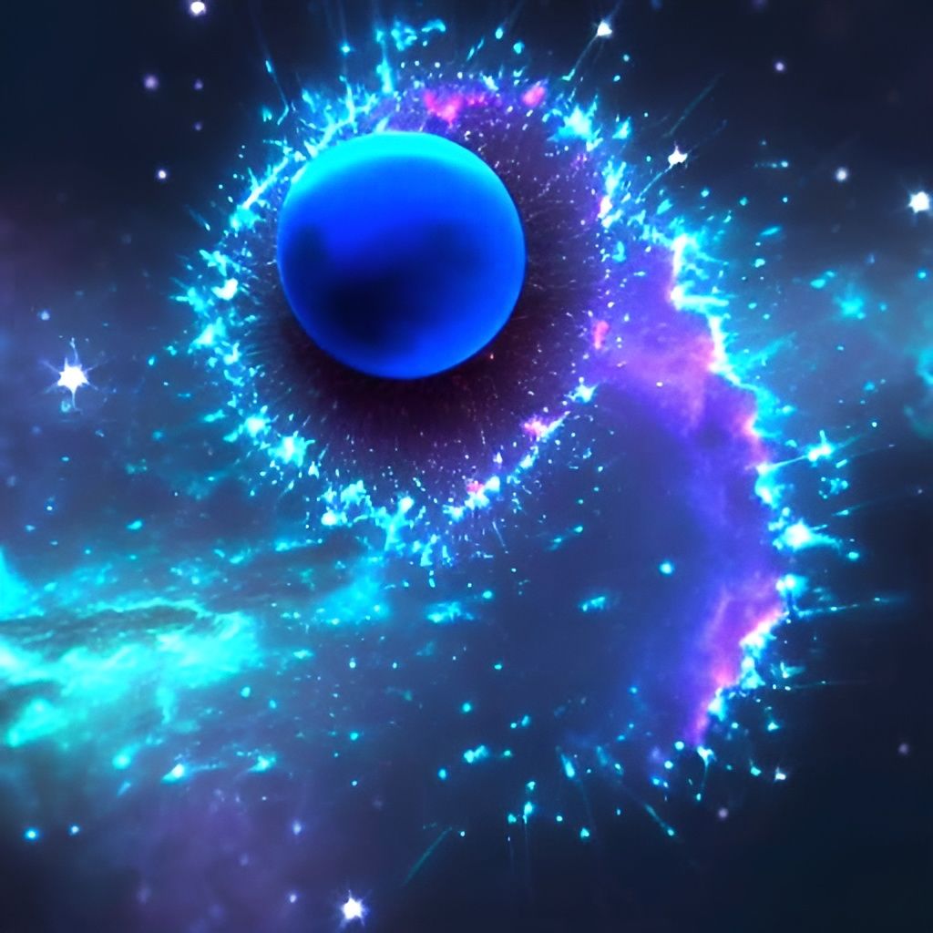 Galactic Awakening in Cosmic Blue and Purple Hues