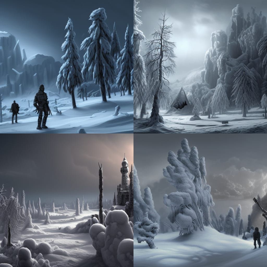 Epic Cyberpunk Battle in a Radiant Winter Wonderland