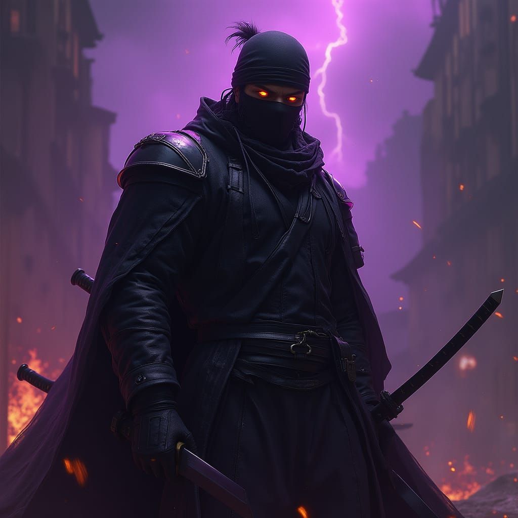 Dark Fantasy Thief in Black Leather with Katana