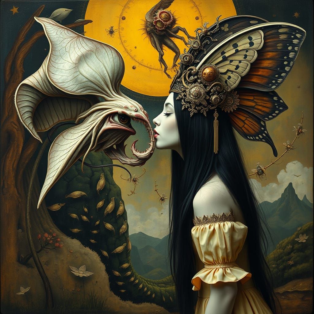 Ethereal Gothic Orchid in Dreamlike Landscape