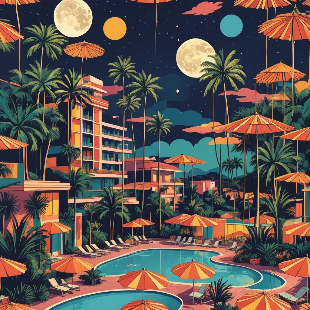 Vibrant Aquitaine Nightlife in Pop Art Style