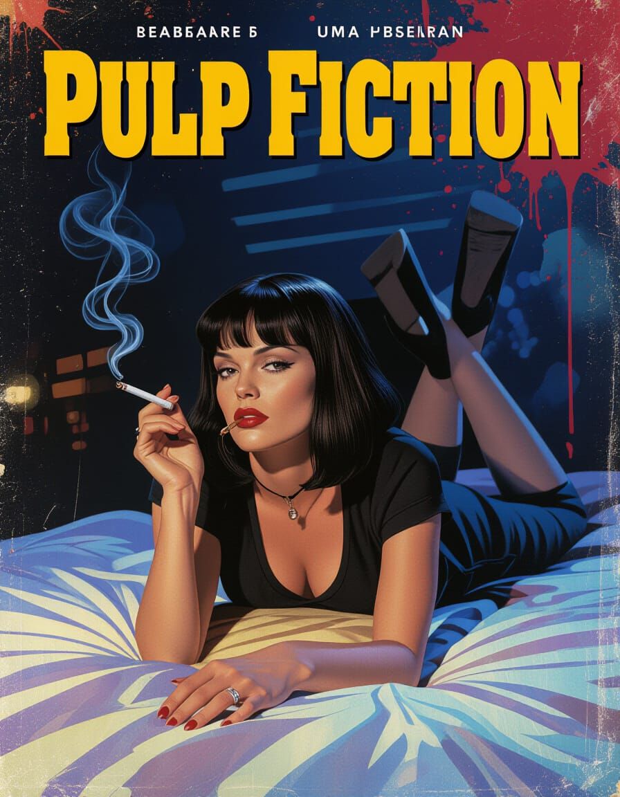 Pulp Fiction Poster Remake in Hyperrealistic Splash Art Styl...