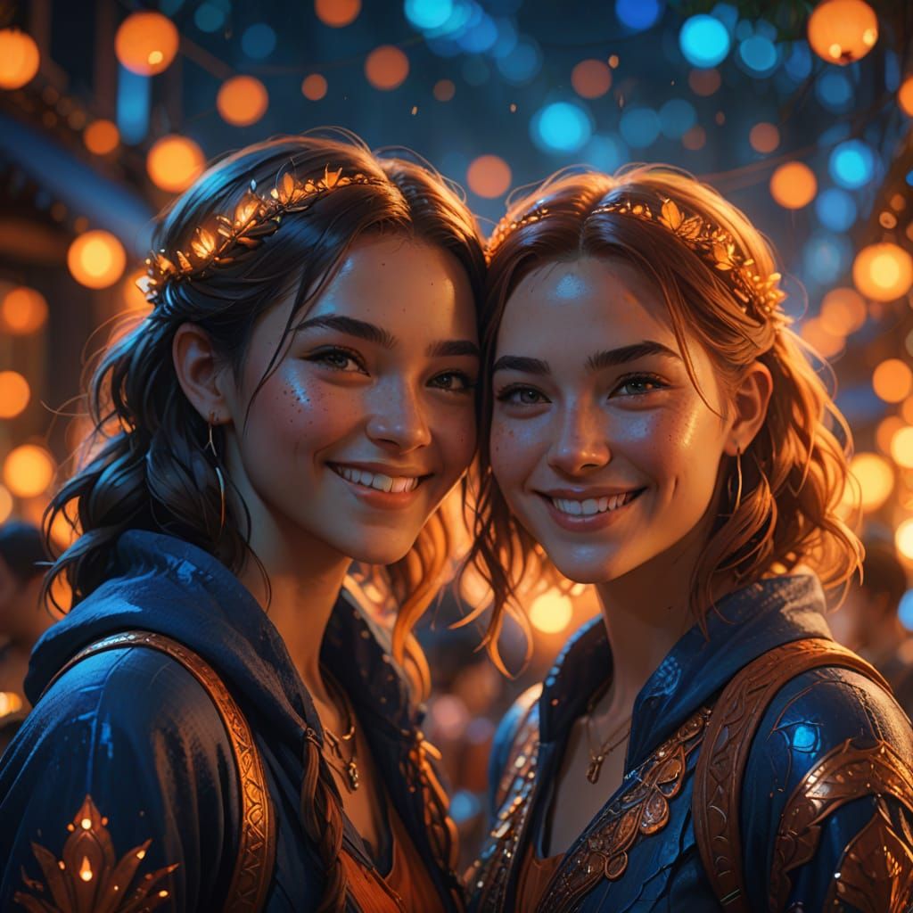 Sisters United in Vibrant Fantasy World