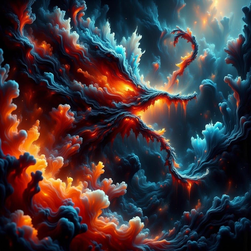 Surreal Dark Fantasy Landscape in Hyper-Maximalist Style