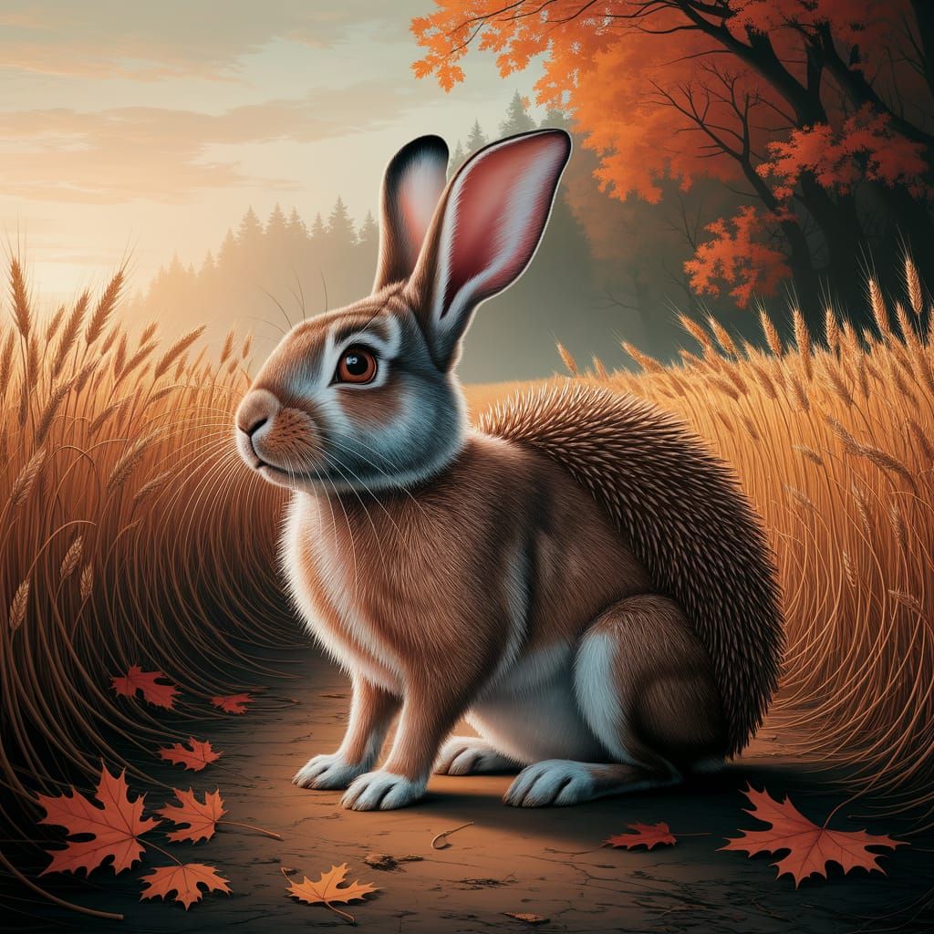 Rabbit Dreams of Being a Hedgehog Flemish Baroque Style