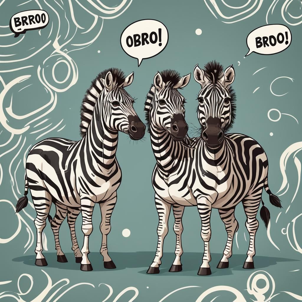 Surreal Cartoon Zebras Share a Laughter-Filled Moment in Bri...