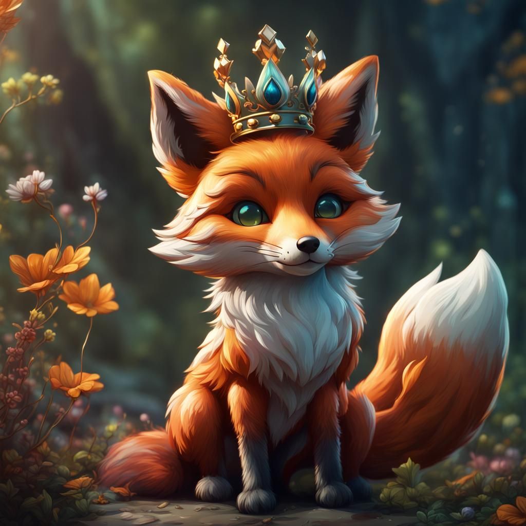 Regal Fox in Vibrant Fantasy Realm