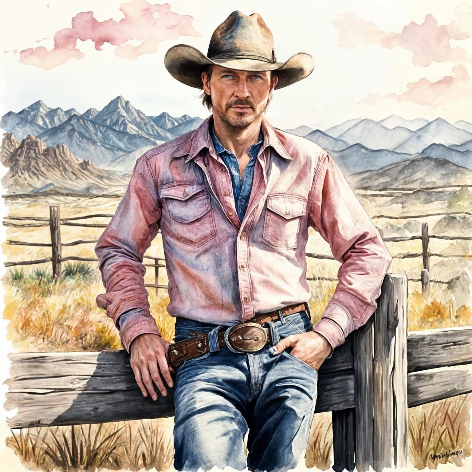 A Charismatic Cowboy in Vibrant Pink