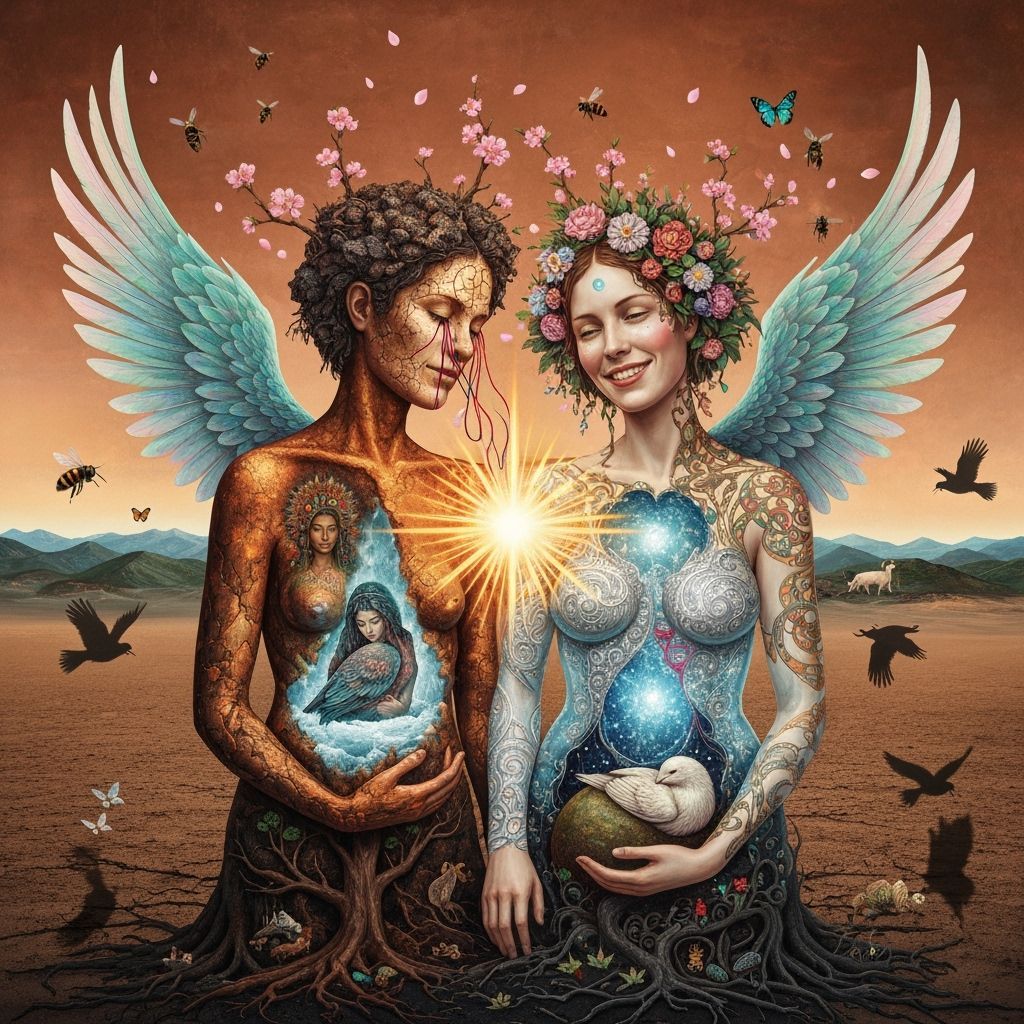 Surreal Fragmented Sculpture of Cosmic Duality