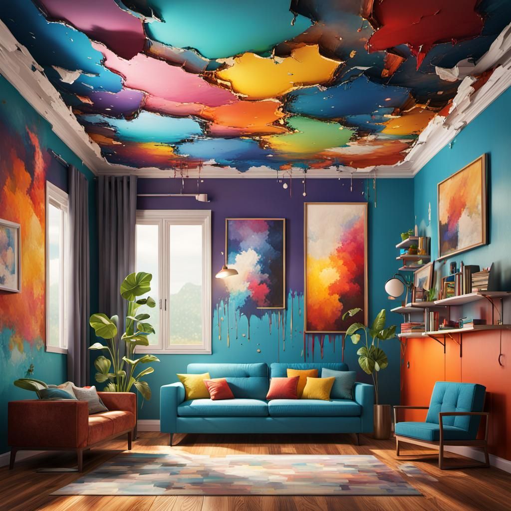 Surreal Room Scene in Hyperrealistic Style with Intricately...