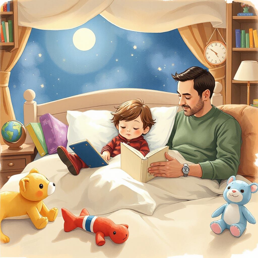 Cozy Bedtime Story: Watercolor and Whimsical Illustration