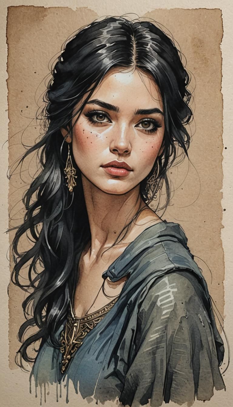 Gritty Goddess in Rustic Sketchbook Style