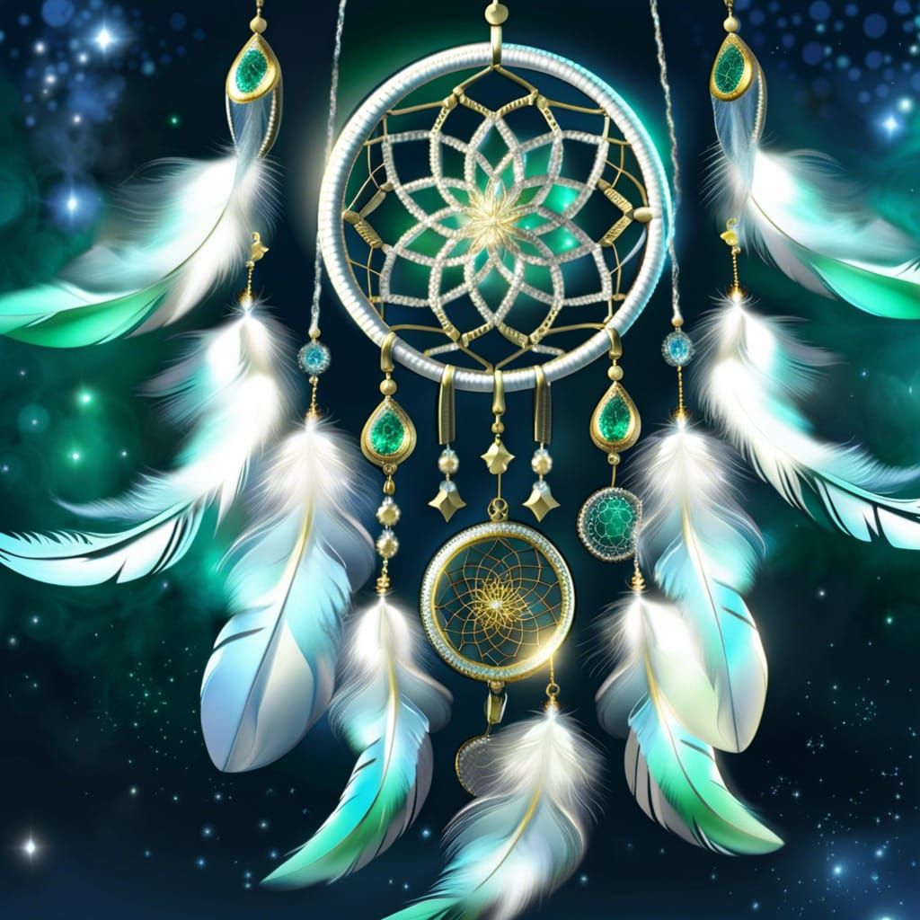 Surreal Astral Dreamcatcher Blooms in Vibrant Triadic Colors