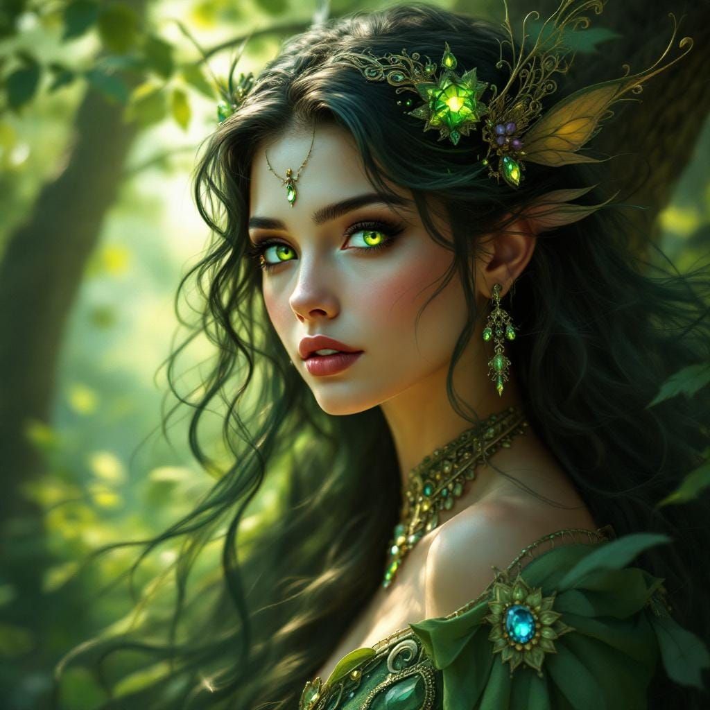 Forest Fairy in Art Nouveau Style