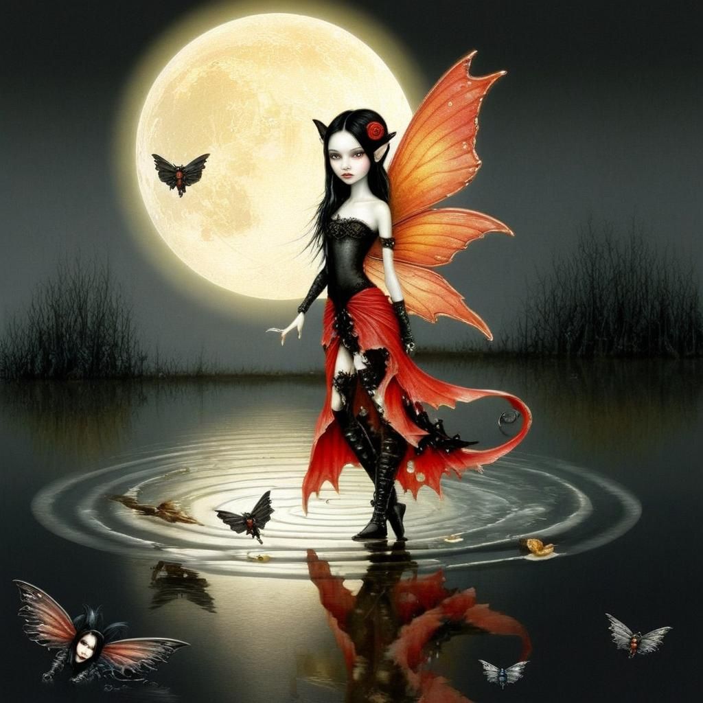 Bioluminescent Autumn Fairy in Digital Painting