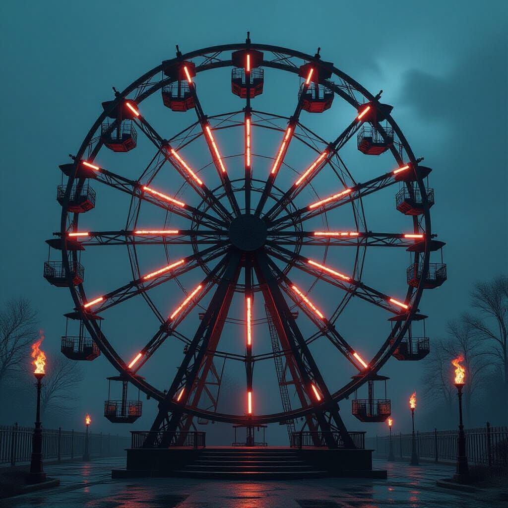 Gothic Metal Ferris Wheel with Razor Blades