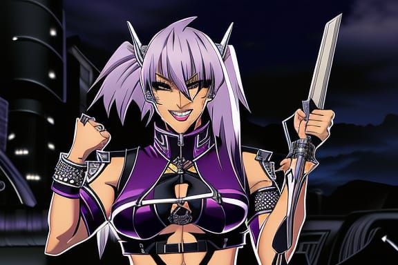 Gothic Rock Goddess Portrait in Anime Style